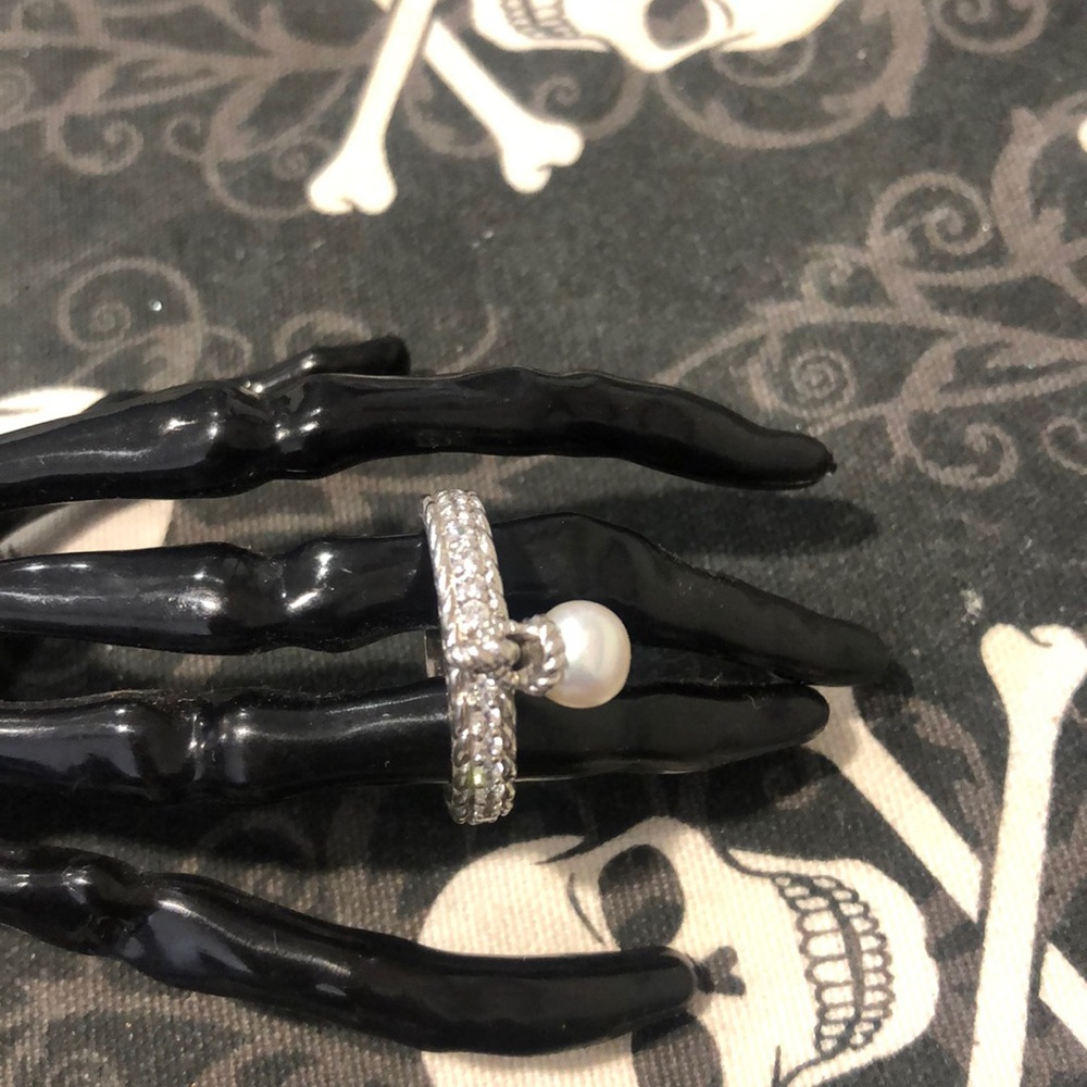 Judith Ripka Sterling Silver Pearl Charm Ring